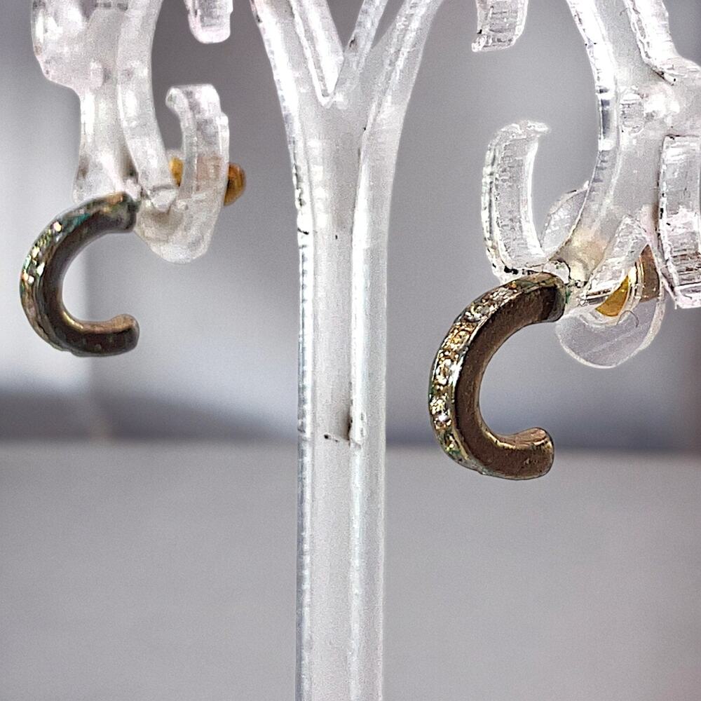 Vintage Rhinestone Gold-Tone Hoop 3/8" Earrings!